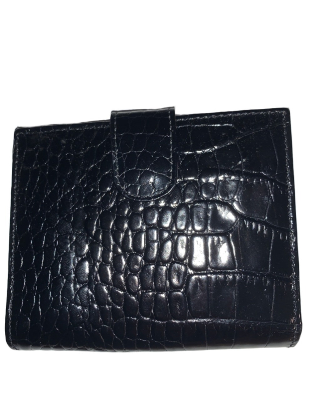 Women's Furla Black Crocodile Embossed Leather Wallet One Size
